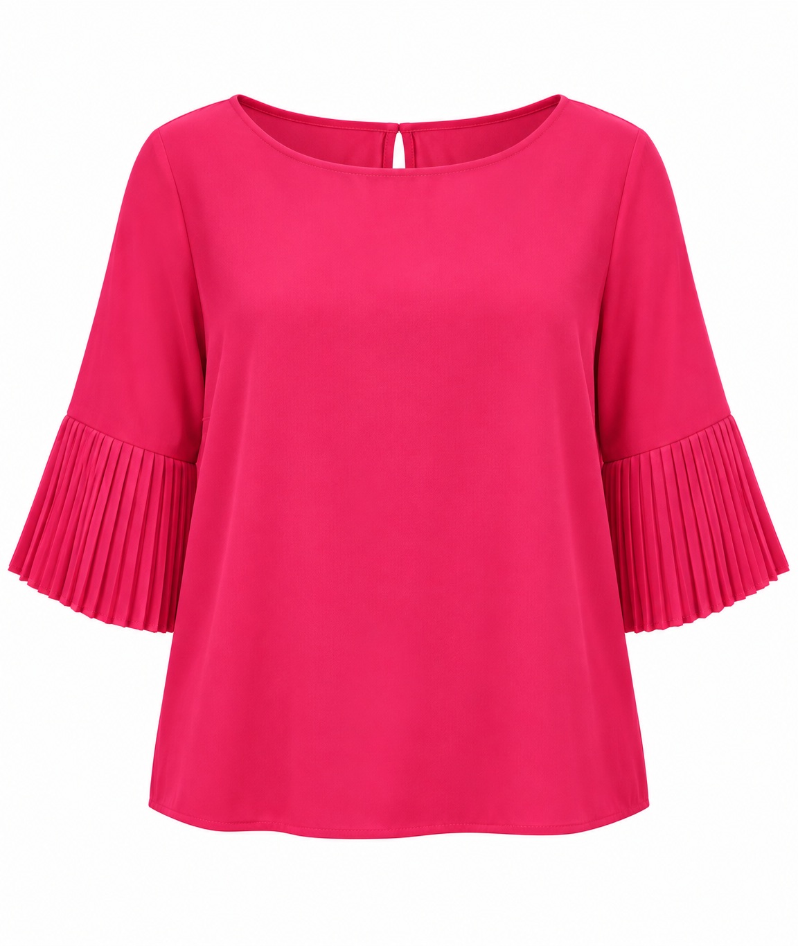 Blusa frambuesa con puños plisados — Frambuesa