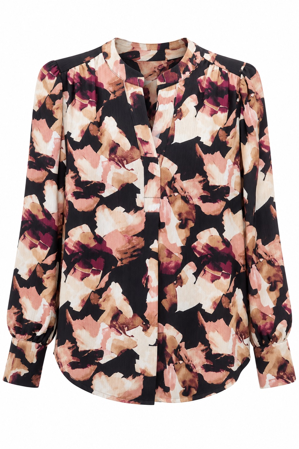 Camisa floral negra y melocotón
