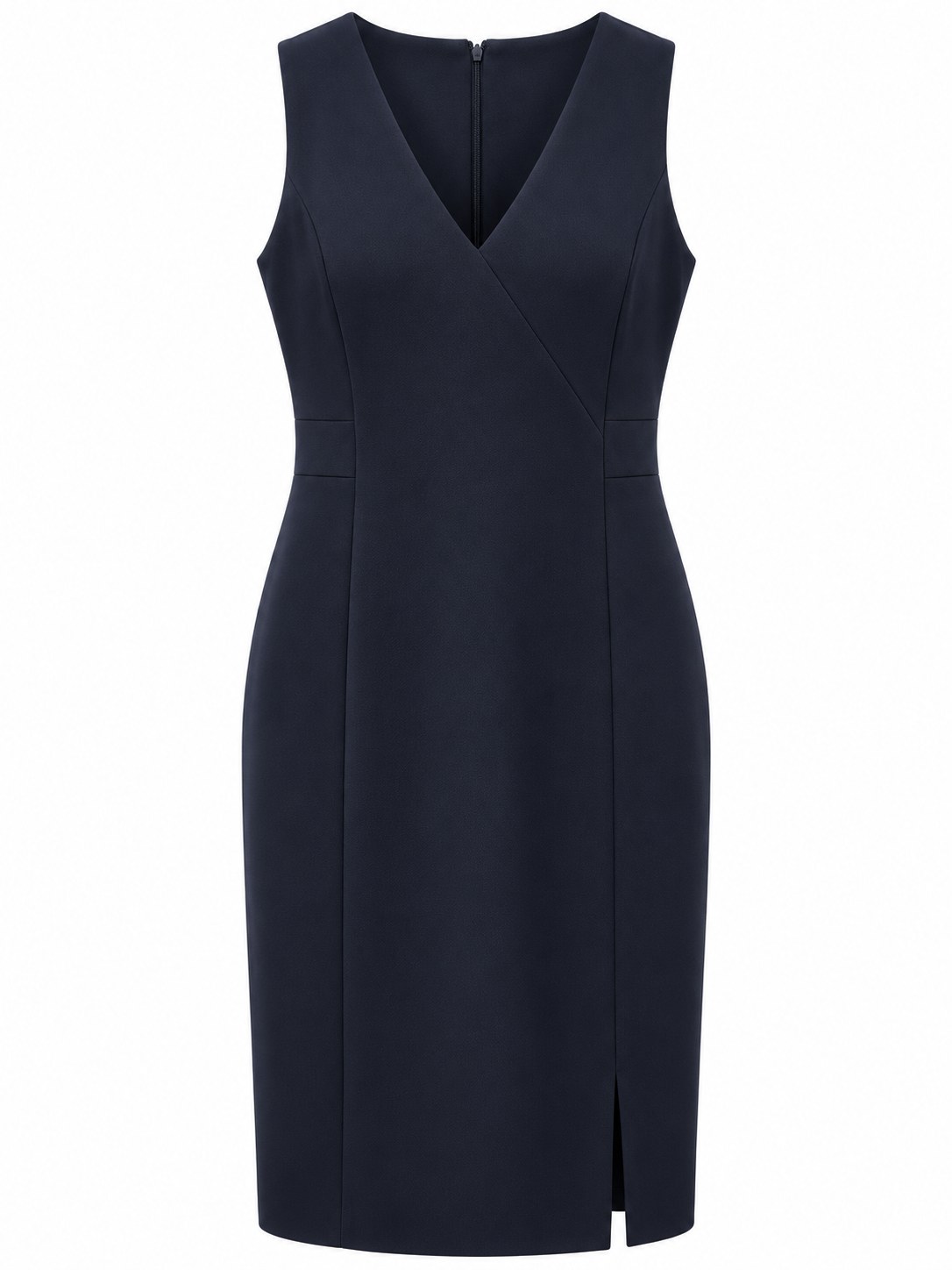 Vestido azul marino sin mangas con escote cruzado — Azul marino