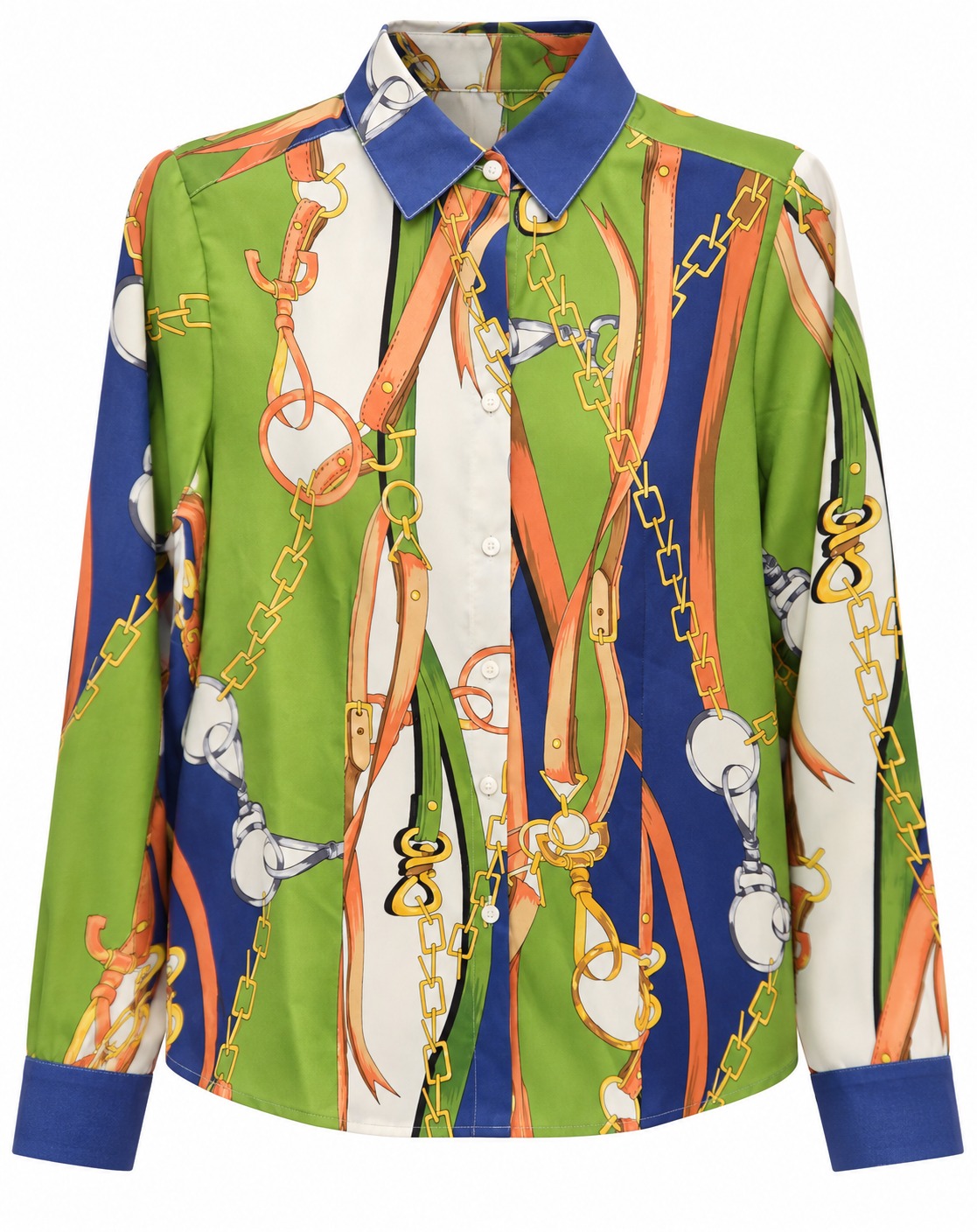 Camisa verde de estampado ecuestre