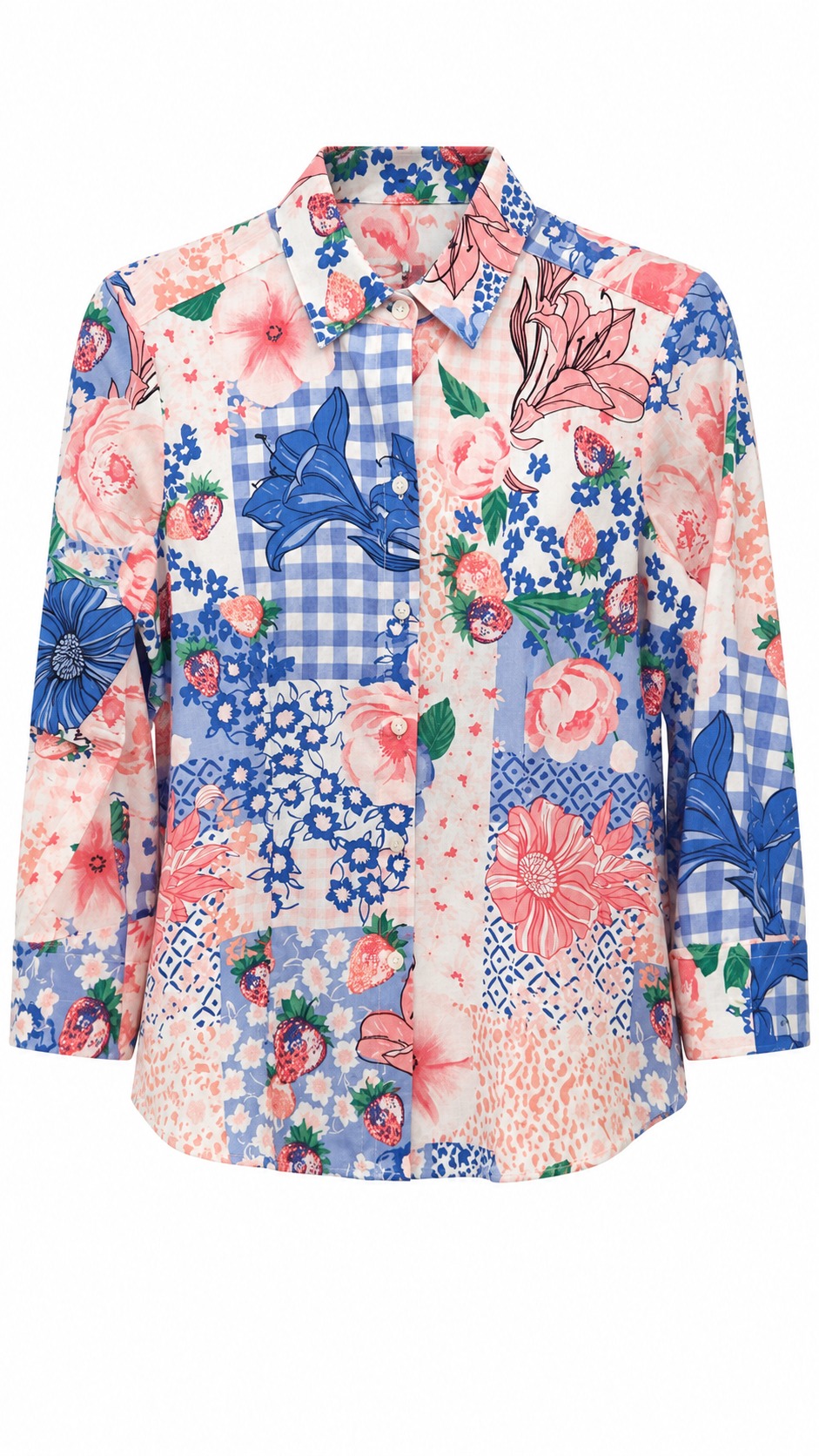 Camisa floral de estampado patchwork