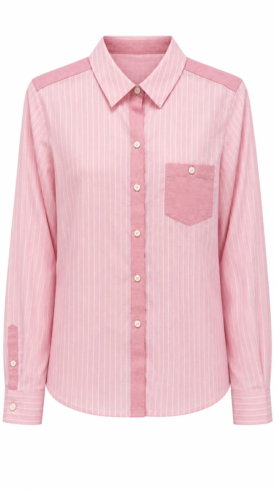 Camisa rosa a rayas con bolsillo