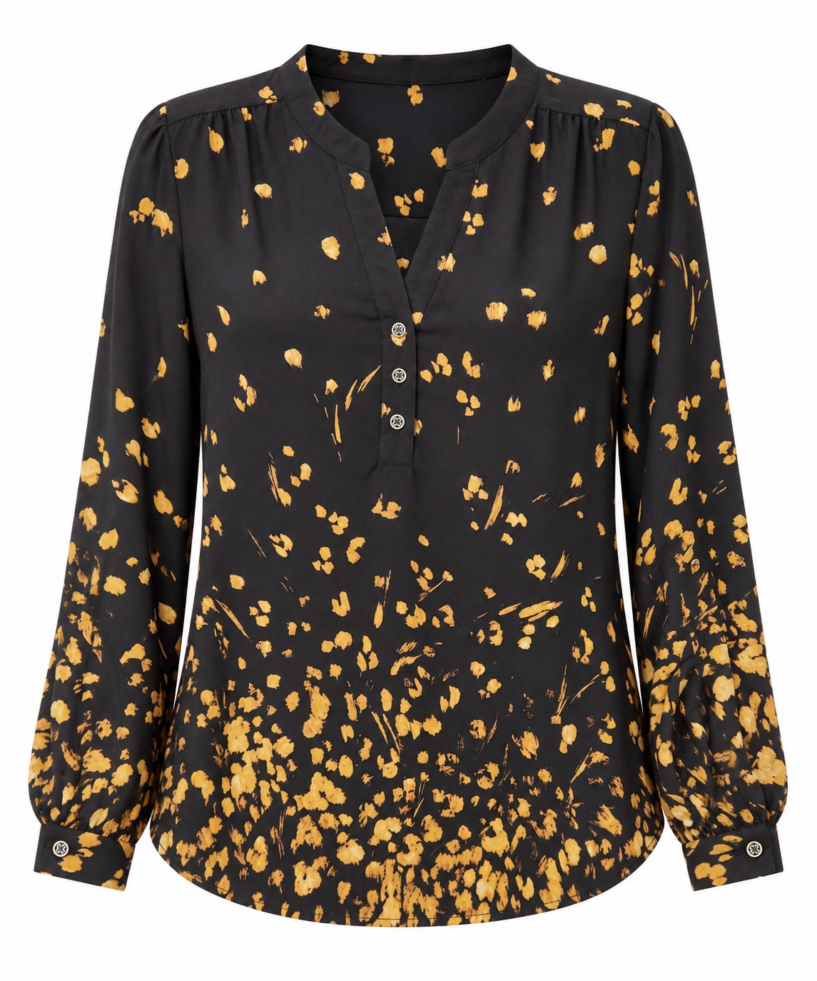 Blusa negra de estampado dorado