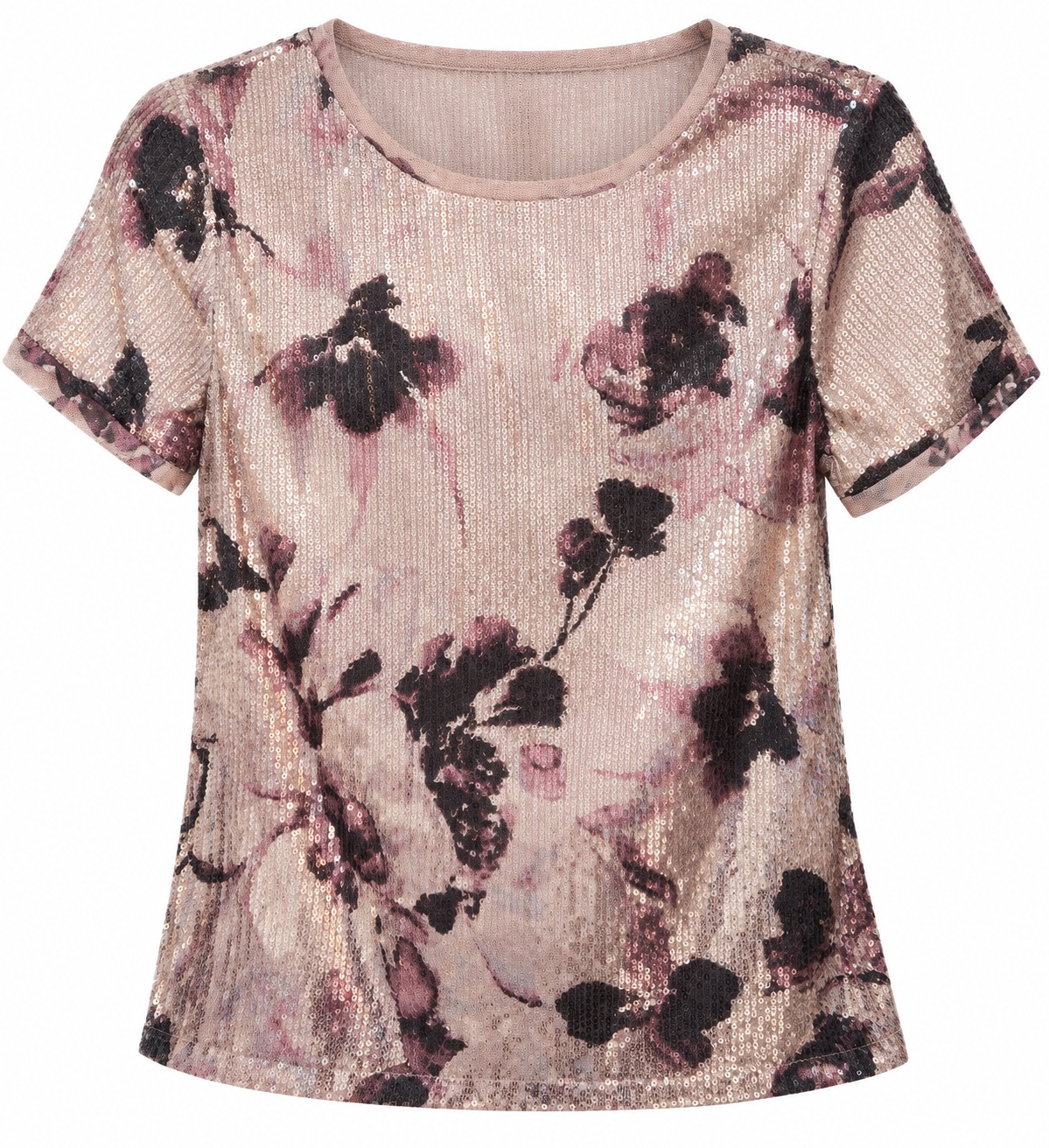 Blusa floral rosa de lentejuelas