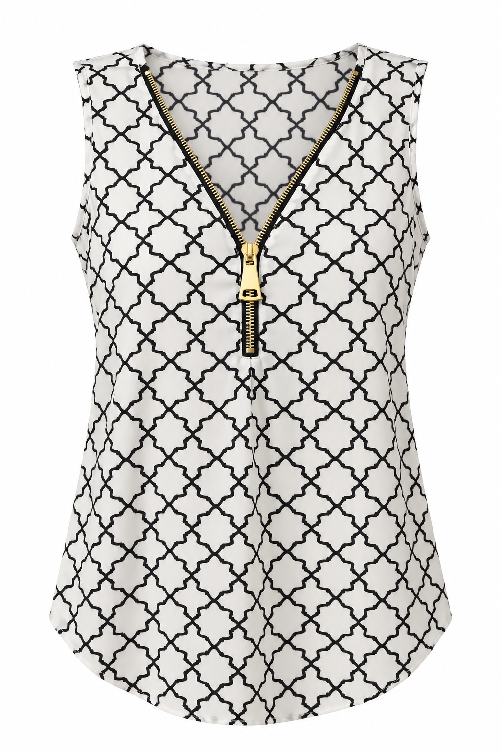 Blusa geométrica con cremallera dorada