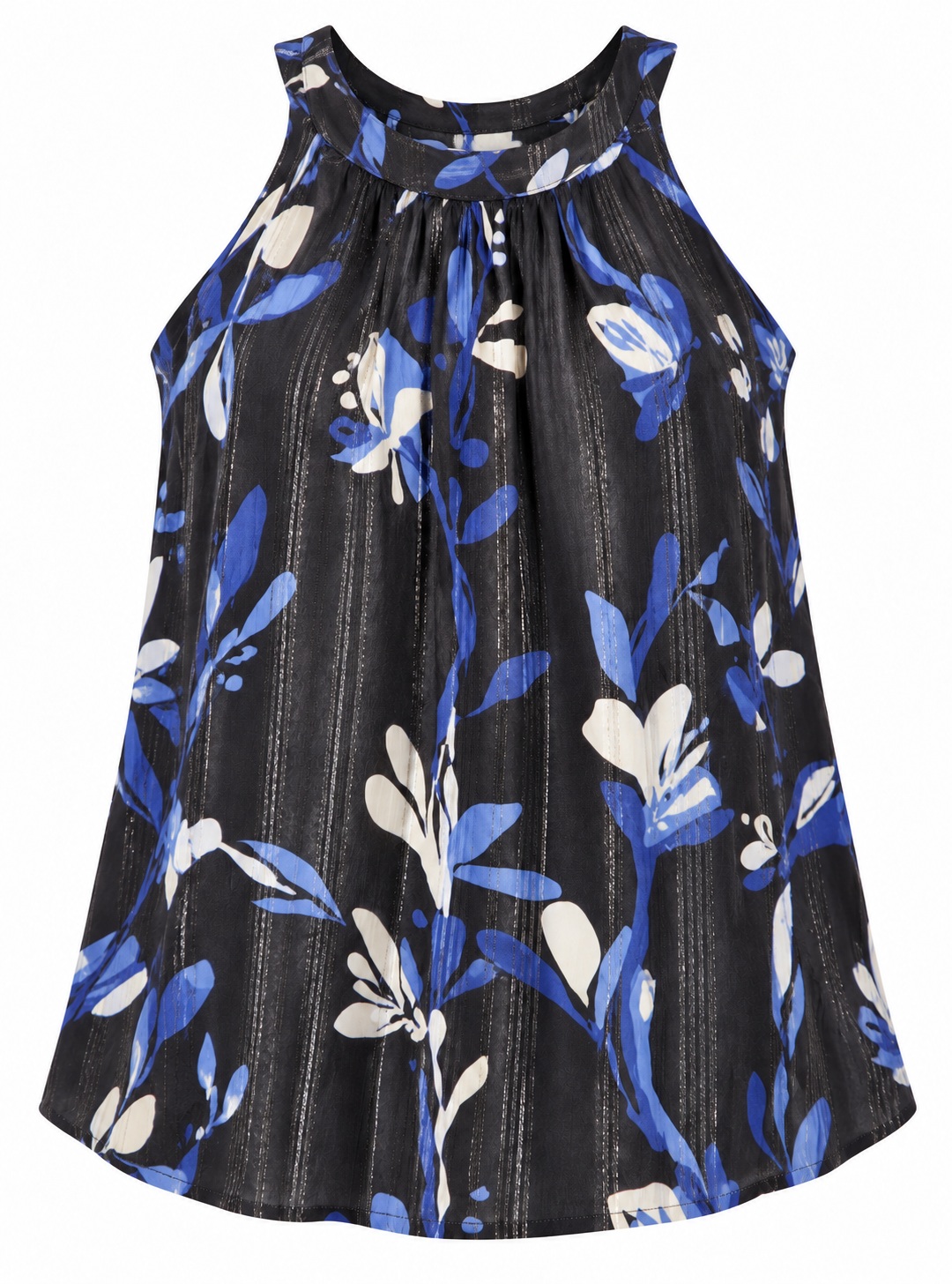 Blusa floral con hilos de brillo plateado