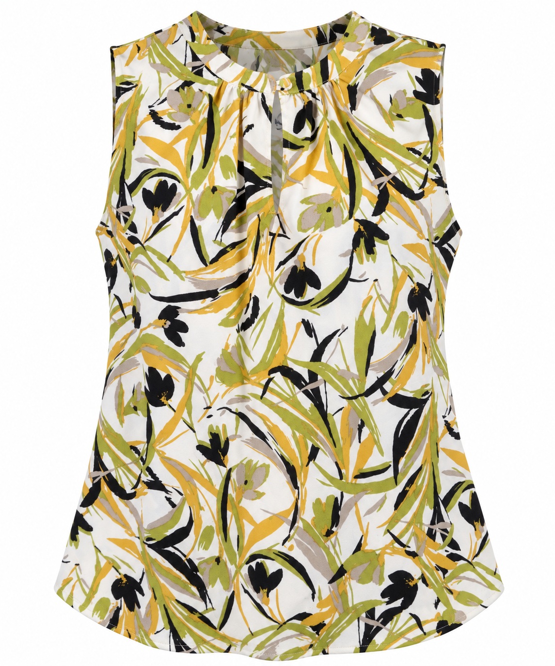 Blusa floral con botón y abertura en el escote
