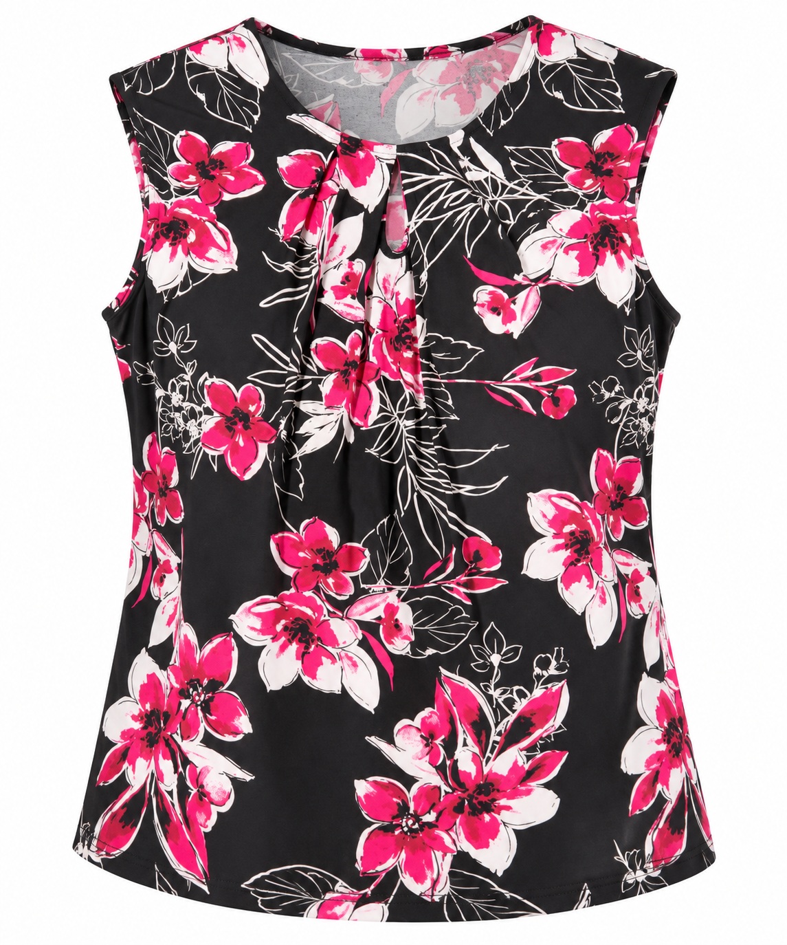 Blusa floral con abertura en el escote