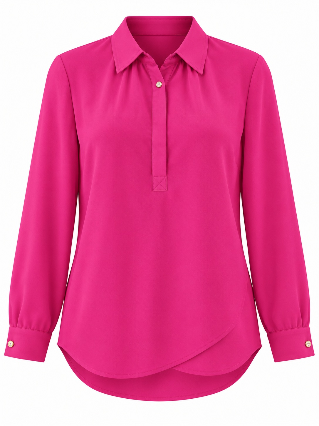 Blusa fucsia con cuello de camisa — Fucsia