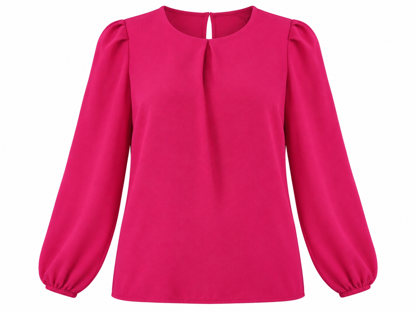 Blusa rosa de manga larga con abertura — Rosa intenso
