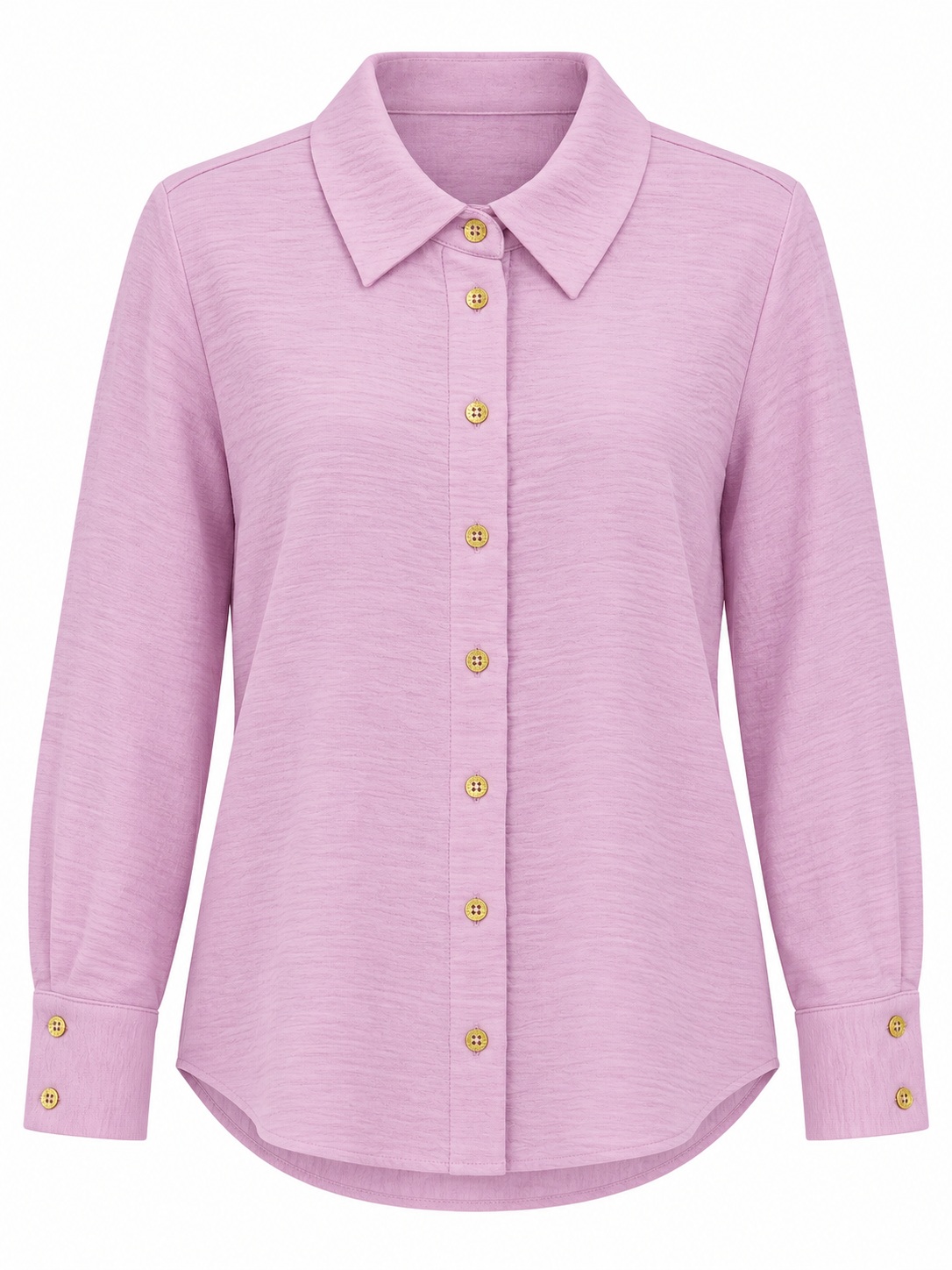 Camisa lila texturizada con botones dorados — Lila claro