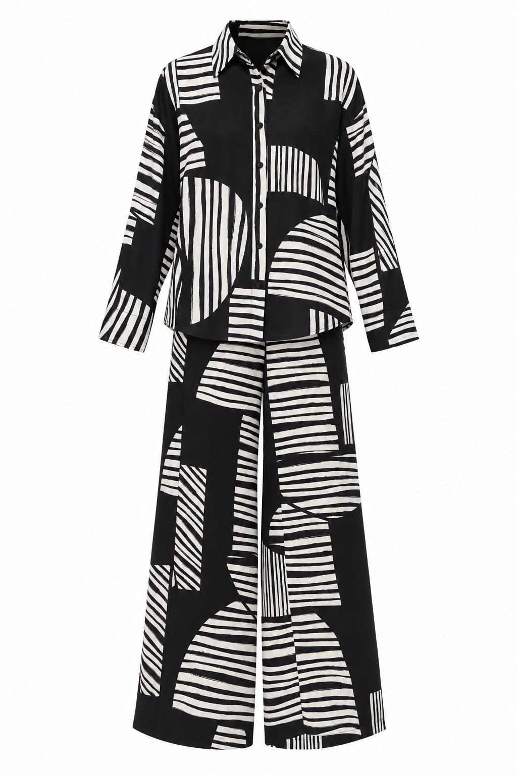 Conjunto negro y marfil de rayas abstractas — Negro y marfil