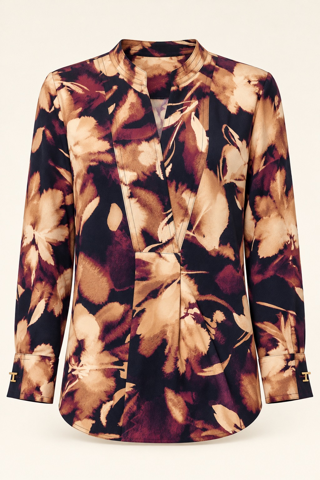 Blusa floral con puños metálicos