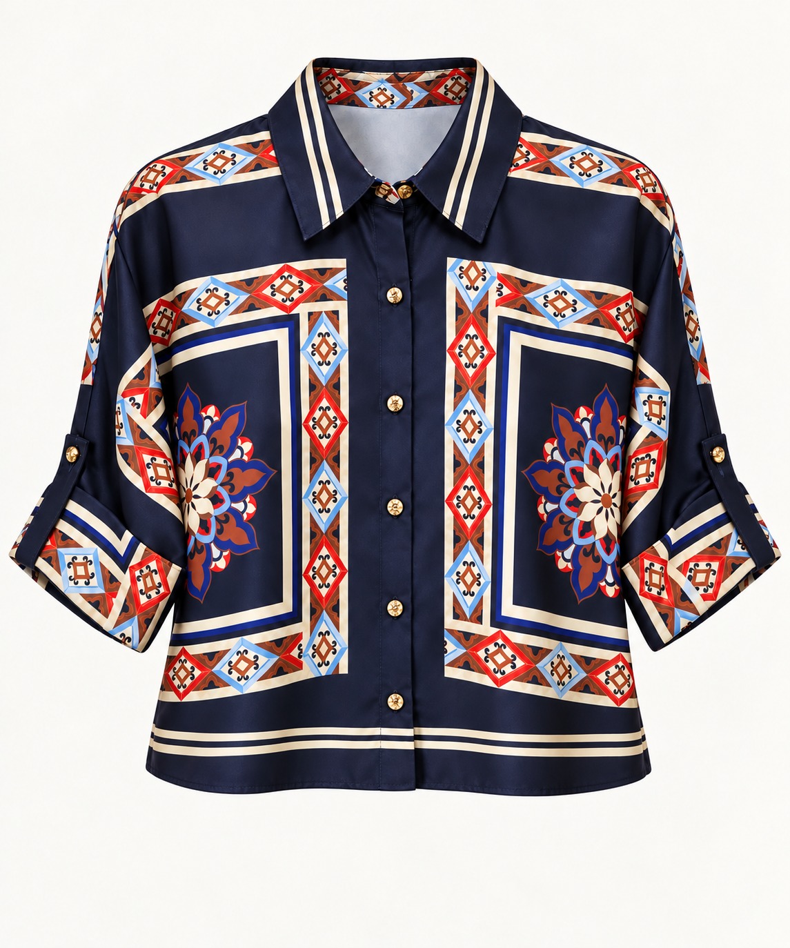 Blusa corta estampado pañuelo