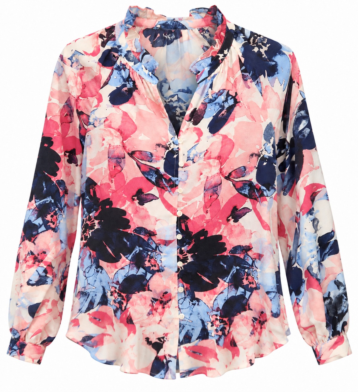 Camisa floral rosa y azul