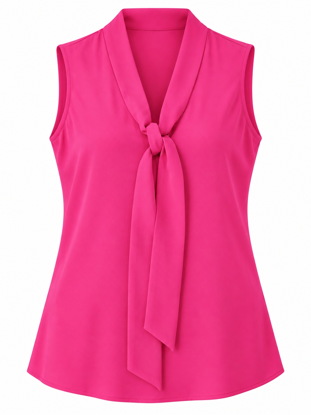 Blusa fucsia sin mangas con nudo — Fucsia