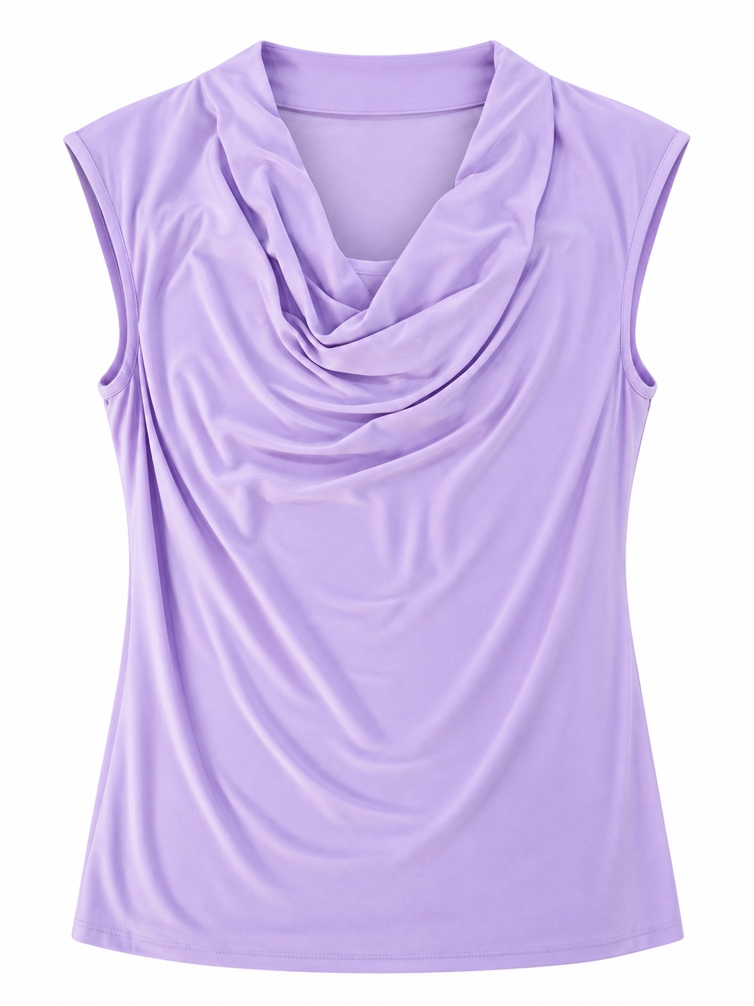 Blusa lavanda sin mangas con cuello drapeado — Lavanda