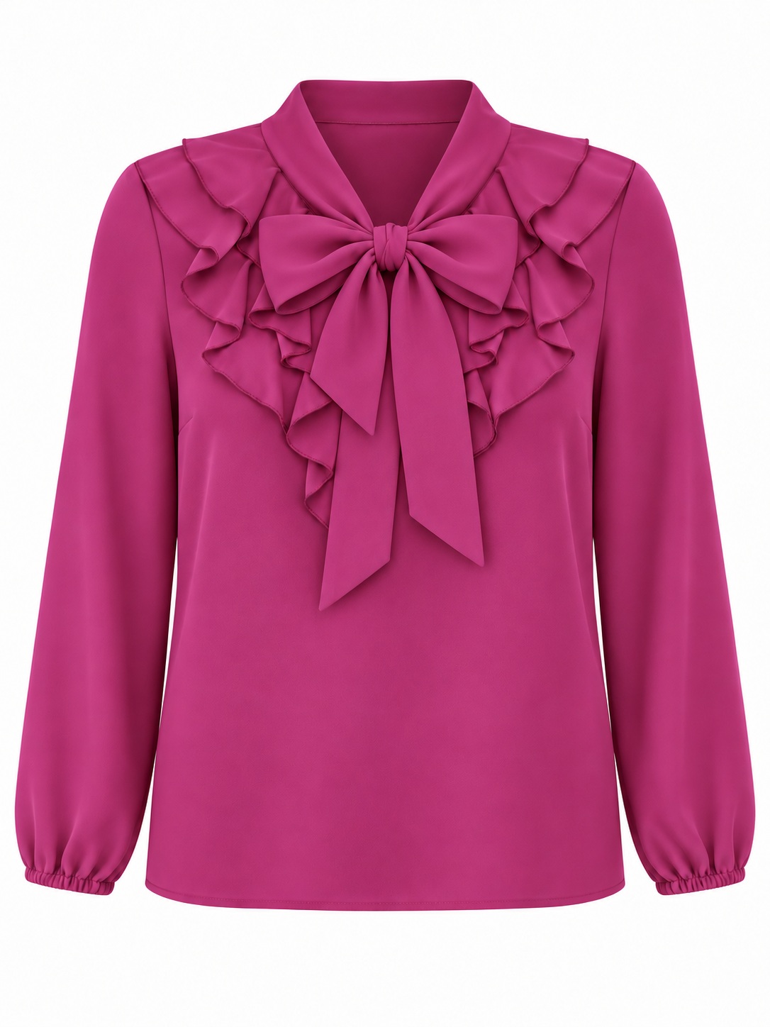 Blusa magenta con volantes y lazo — Magenta