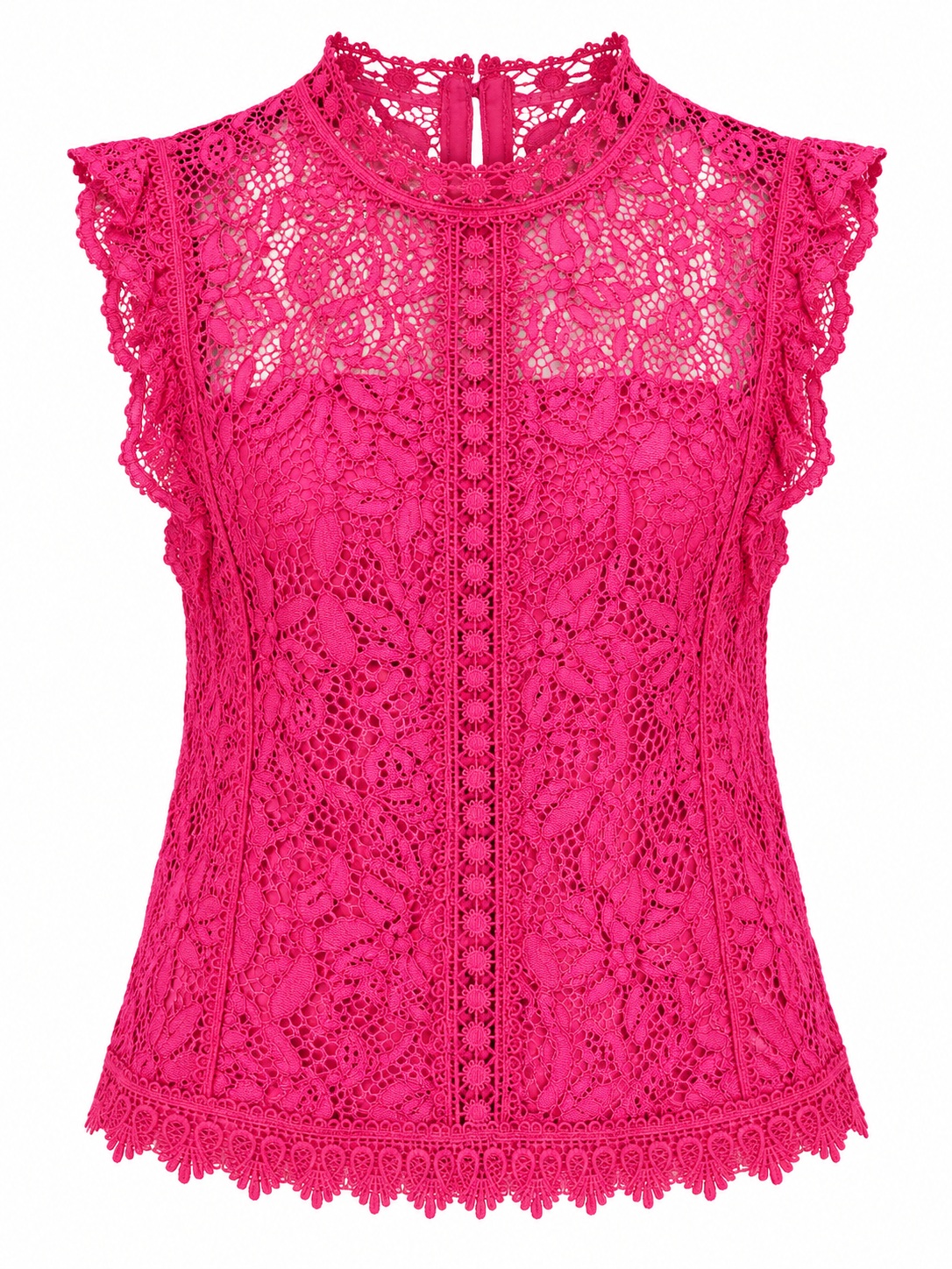 Blusa fucsia de encaje floral — Fucsia