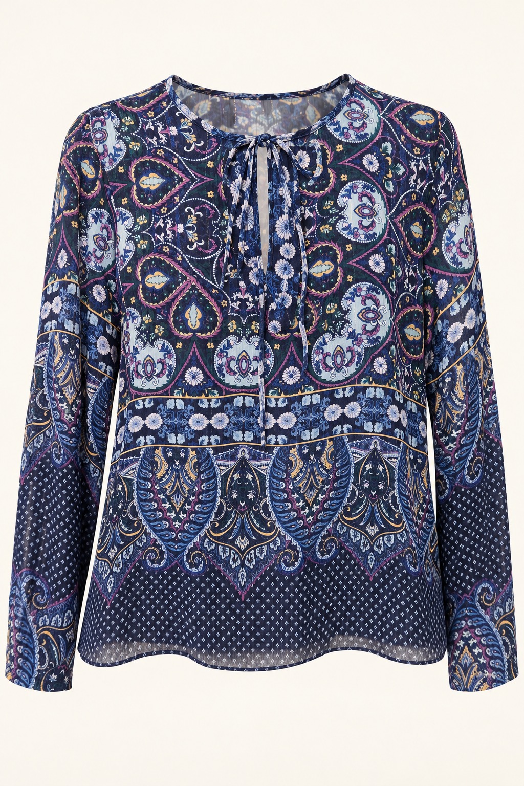 Blusa paisley con lazo en el escote
