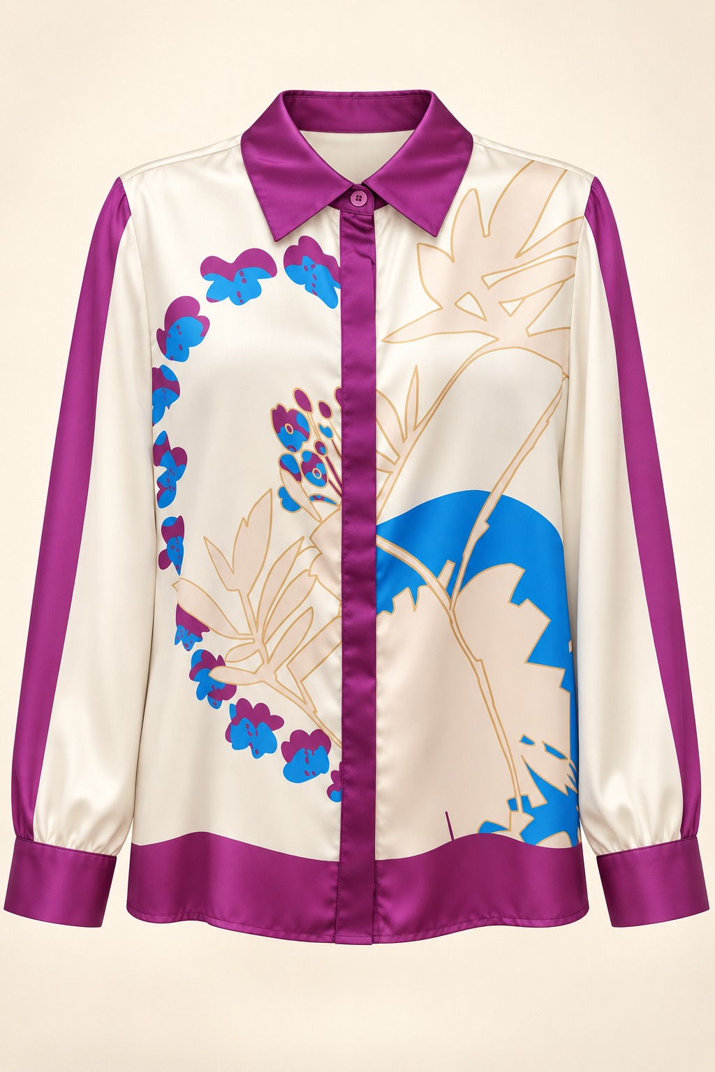Blusa botánica con detalles vino