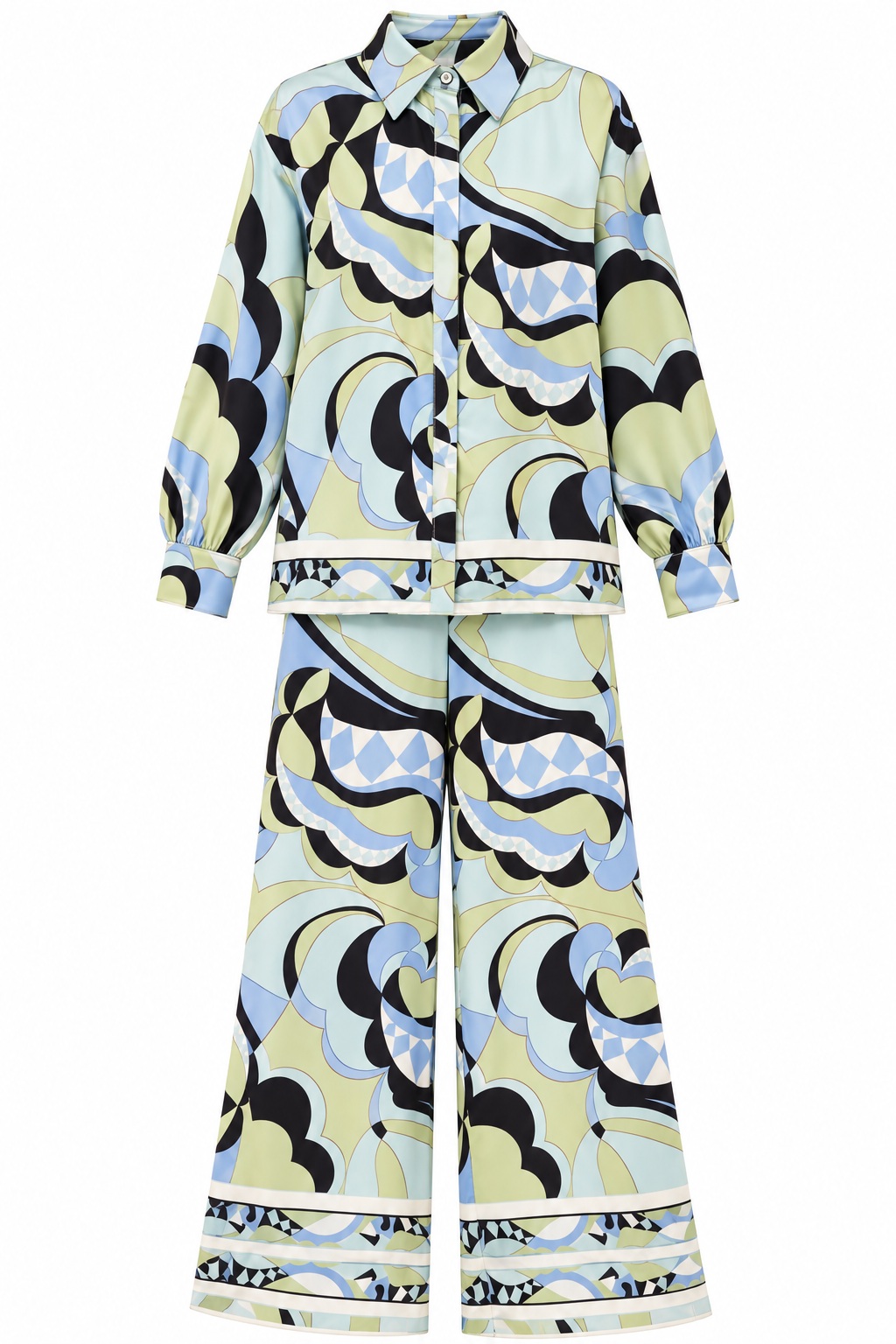 Conjunto de estampado abstracto pastel — Azul pastel, menta y amarillo suave