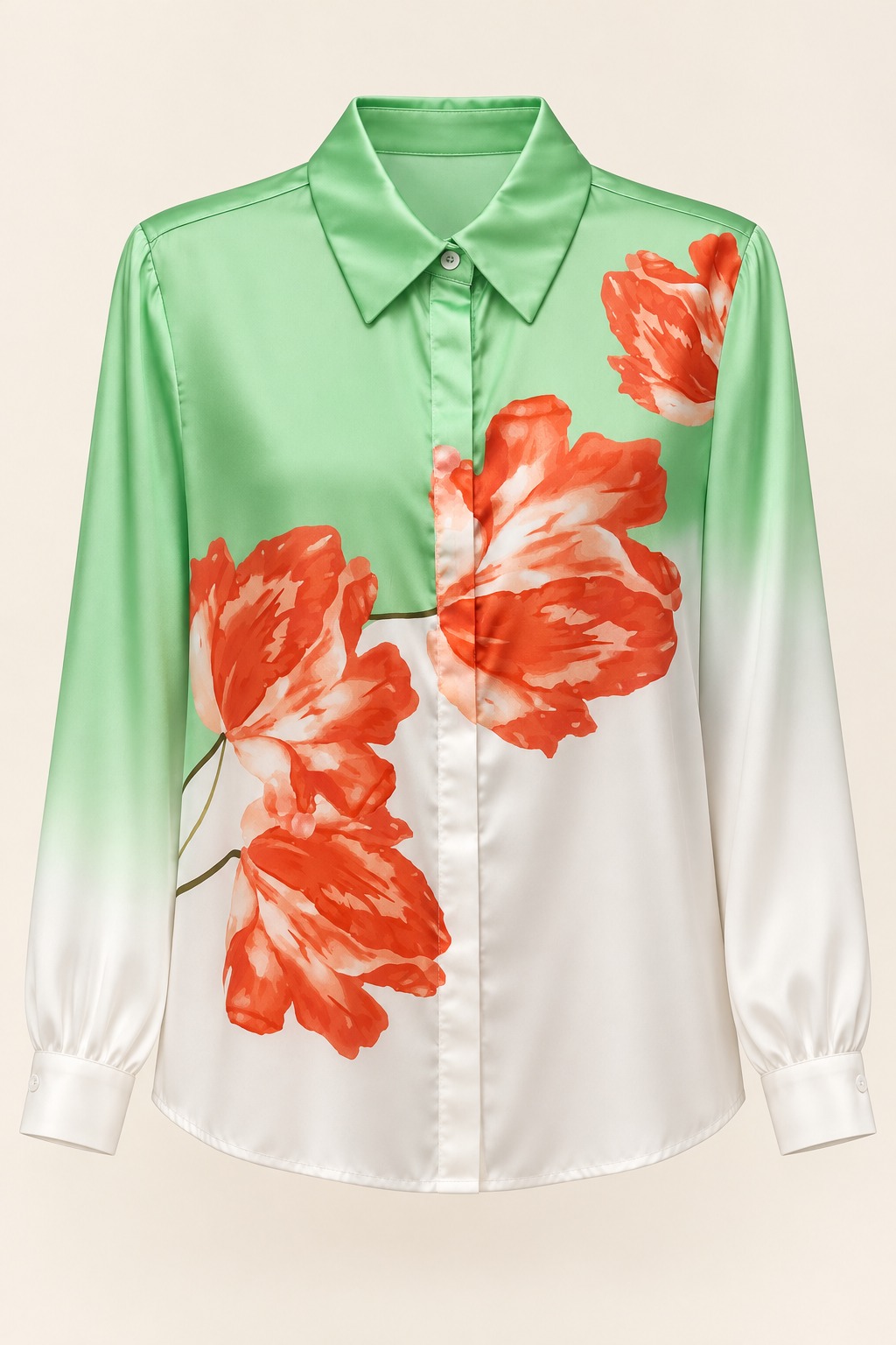 Blusa menta con flores coral