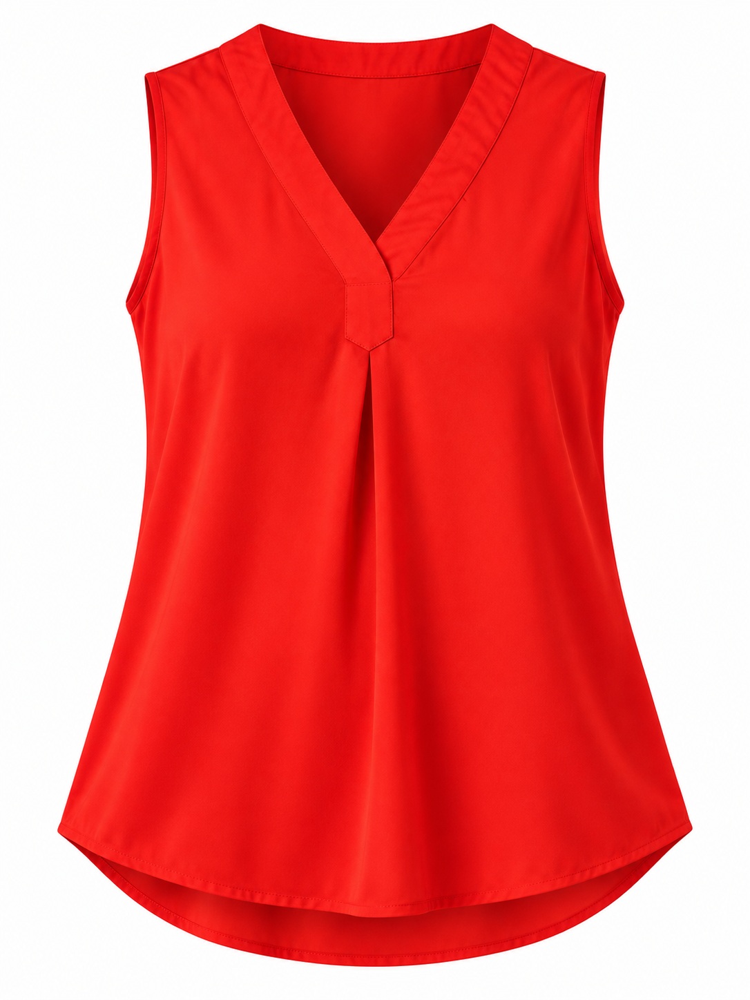 Blusa roja sin mangas con pliegue frontal — Naranja