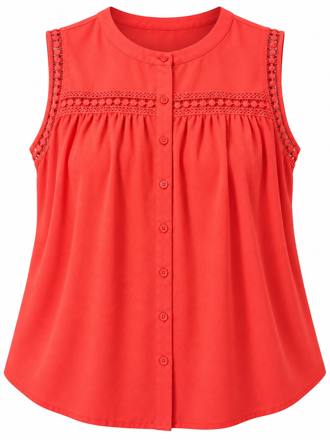 Blusa coral con detalles calados — Coral