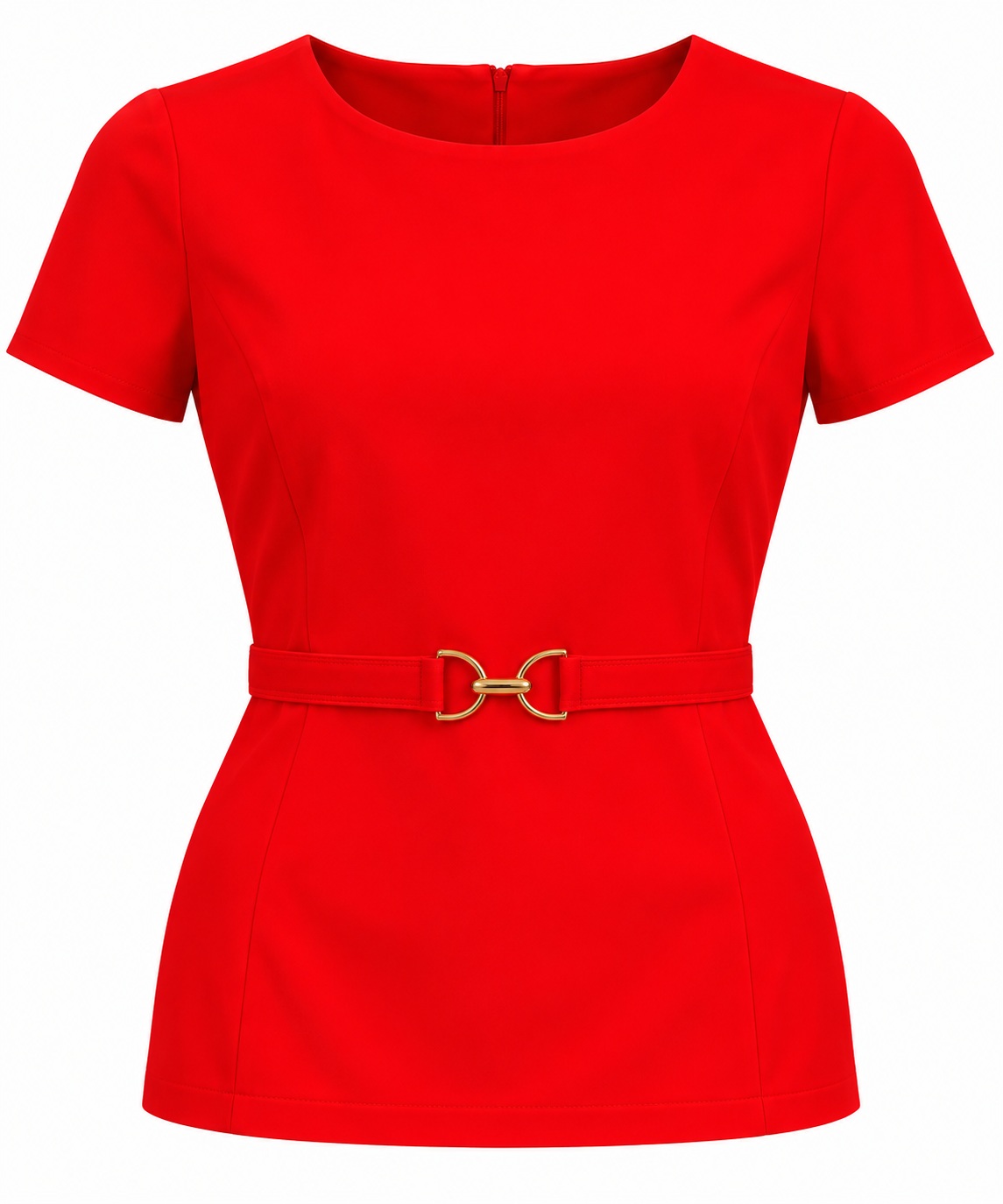 Blusa roja con hebilla dorada en la cintura — Rojo