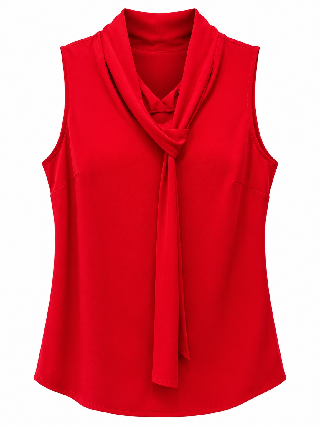 Blusa roja sin mangas con cuello drapeado — Rojo