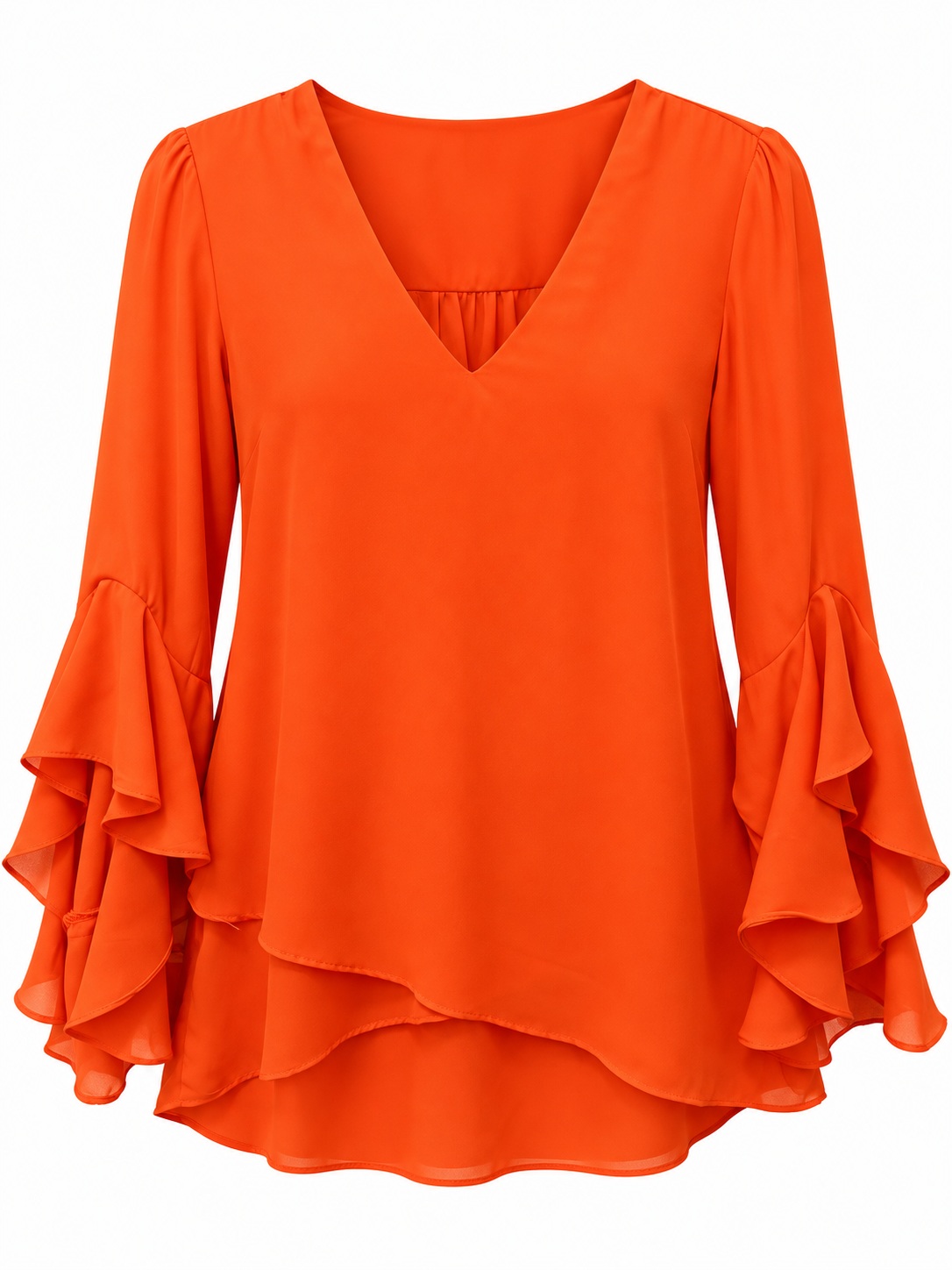 Blusa naranja de mangas escalonadas — Naranja