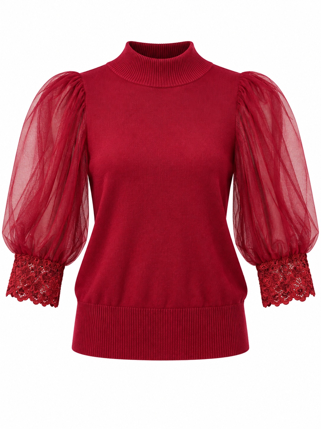 Blusa vino con mangas transparentes — Vino