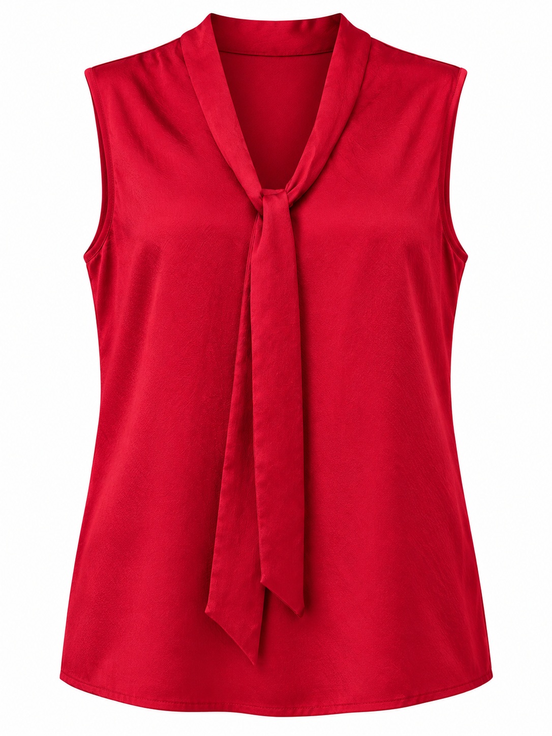 Blusa roja sin mangas con lazo largo — Rojo