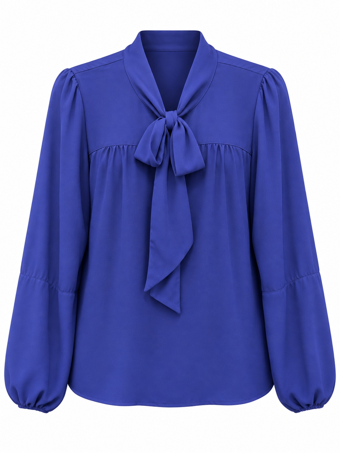 Blusa azul cobalto con lazo elegante — Azul