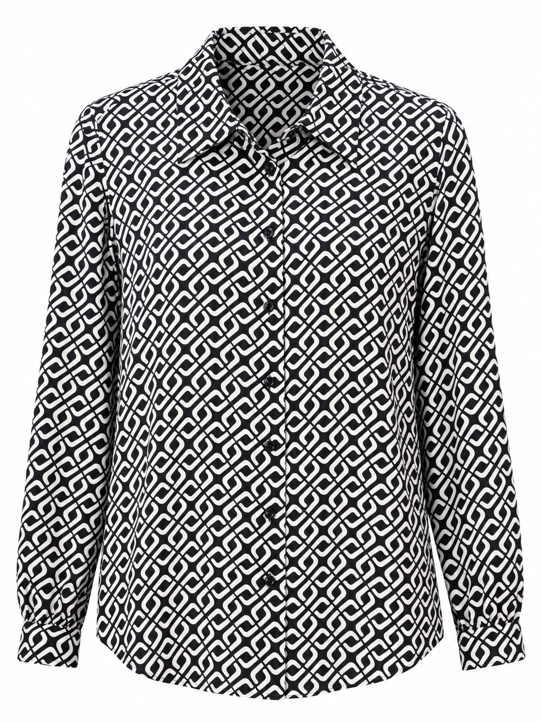 Camisa geométrica negra y marfil — Negro y blanco