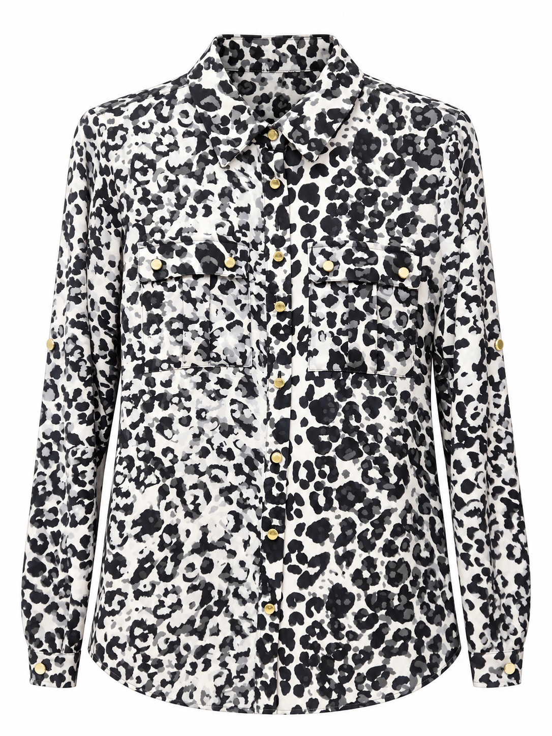 Camisa de leopardo negra y blanca — Negro y blanco