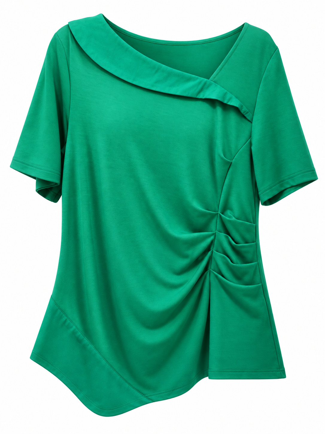 Blusa verde asimétrica con drapeado — Verde
