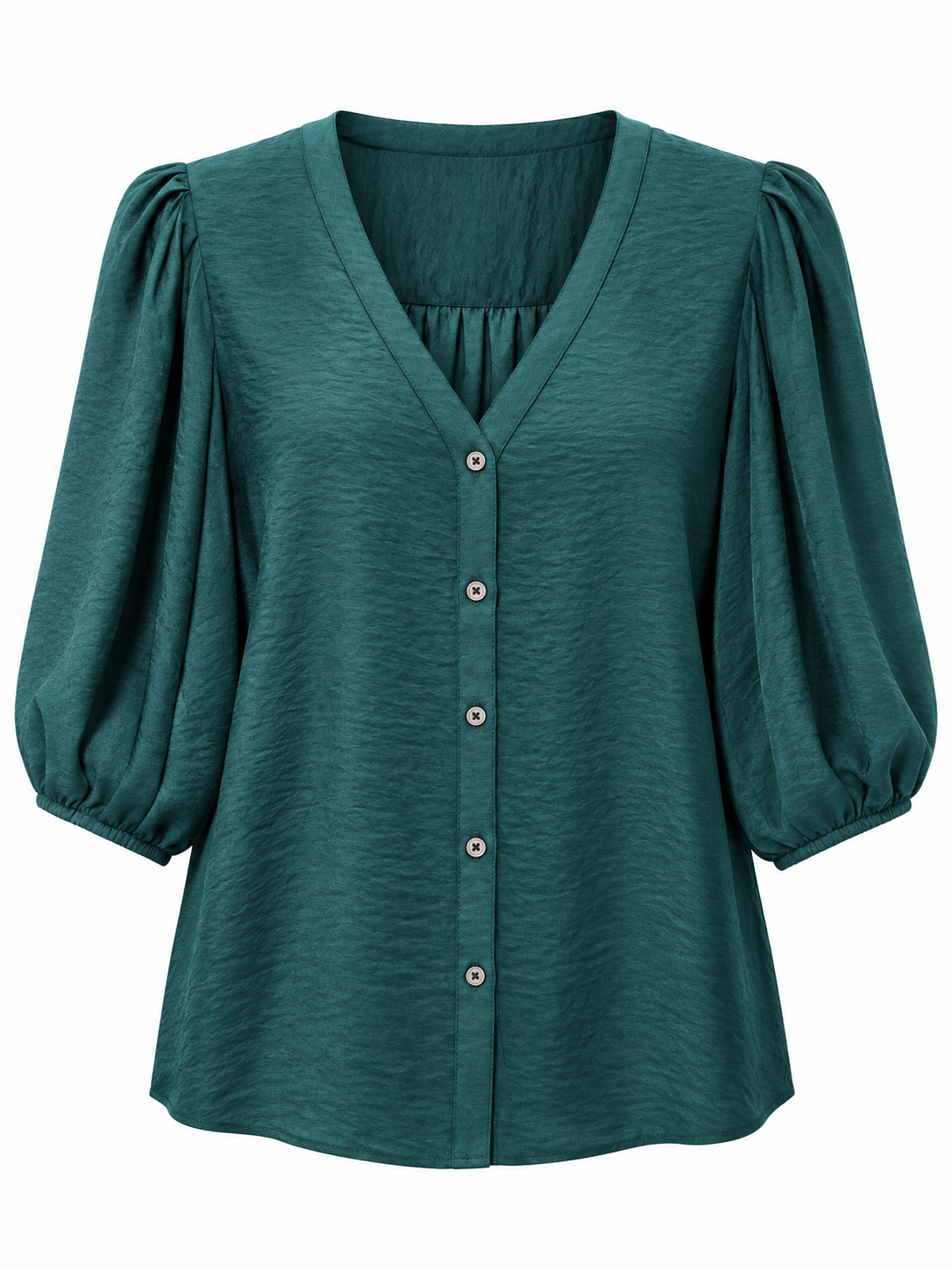 Blusa verde petróleo de textura suave — Verde