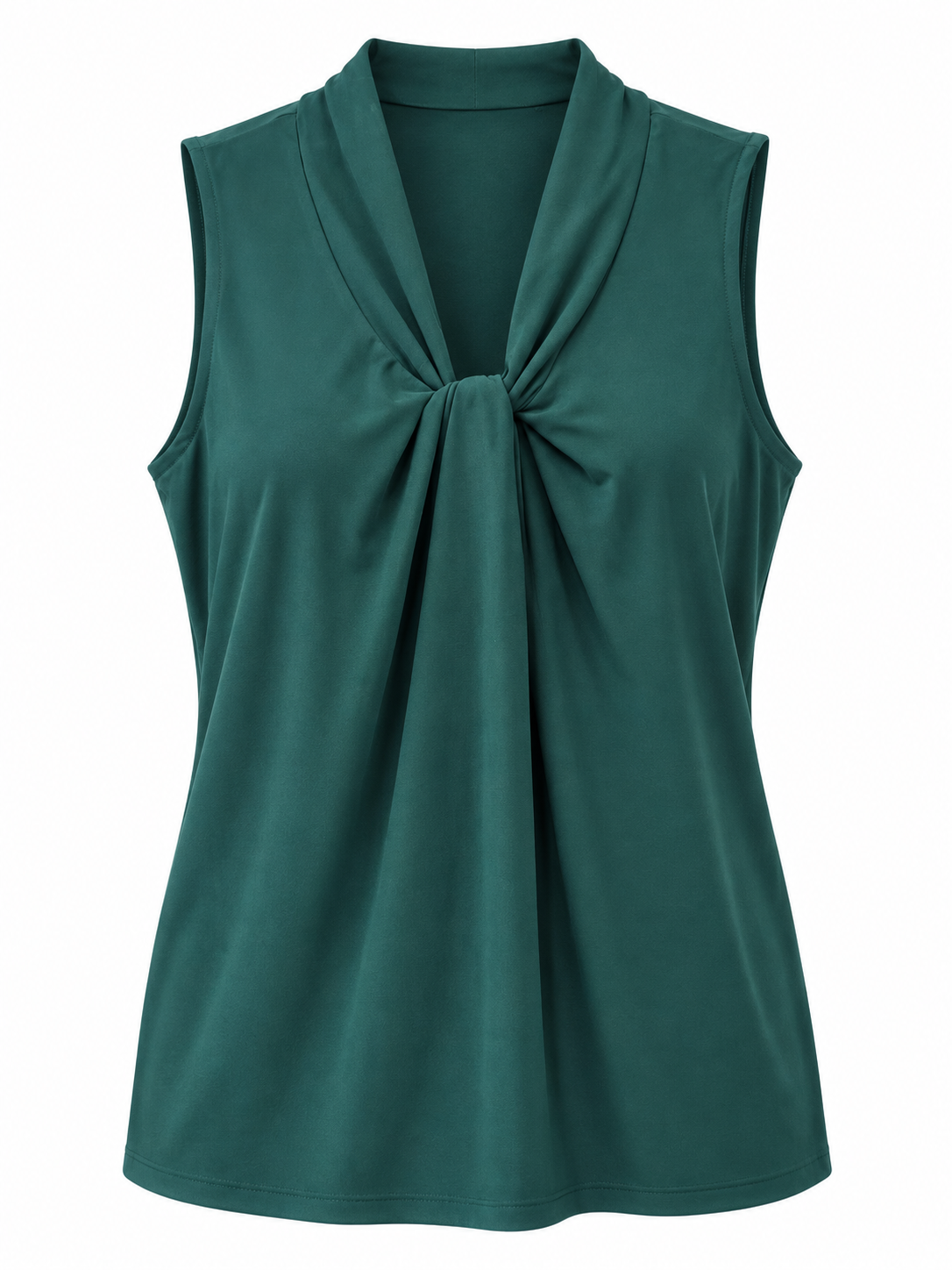 Blusa verde oscuro con drapeado — Verde