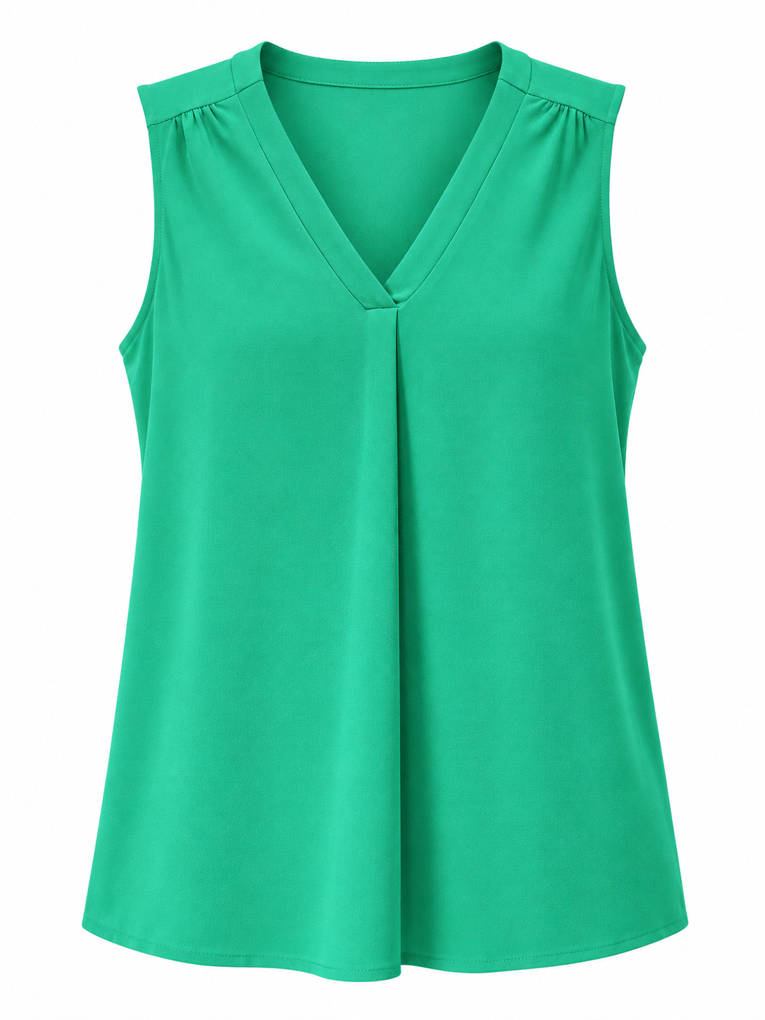 Blusa verde jade con escote en V — Verde
