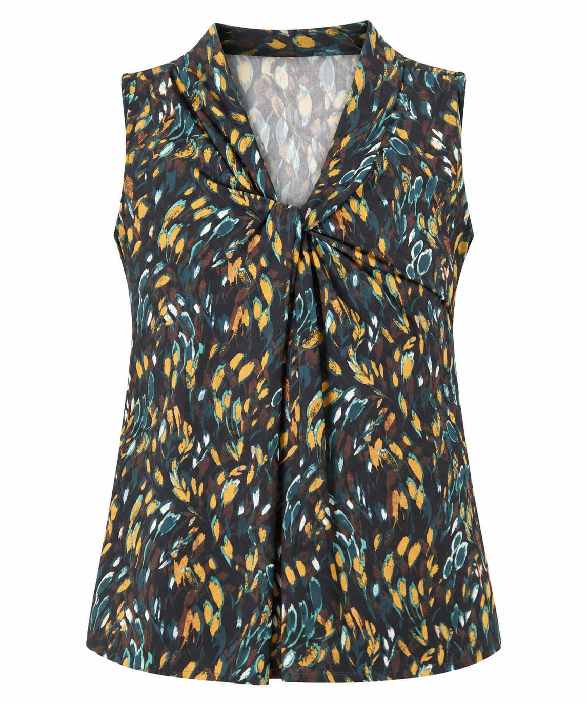 Blusa botánica con nudo — Negro botánico