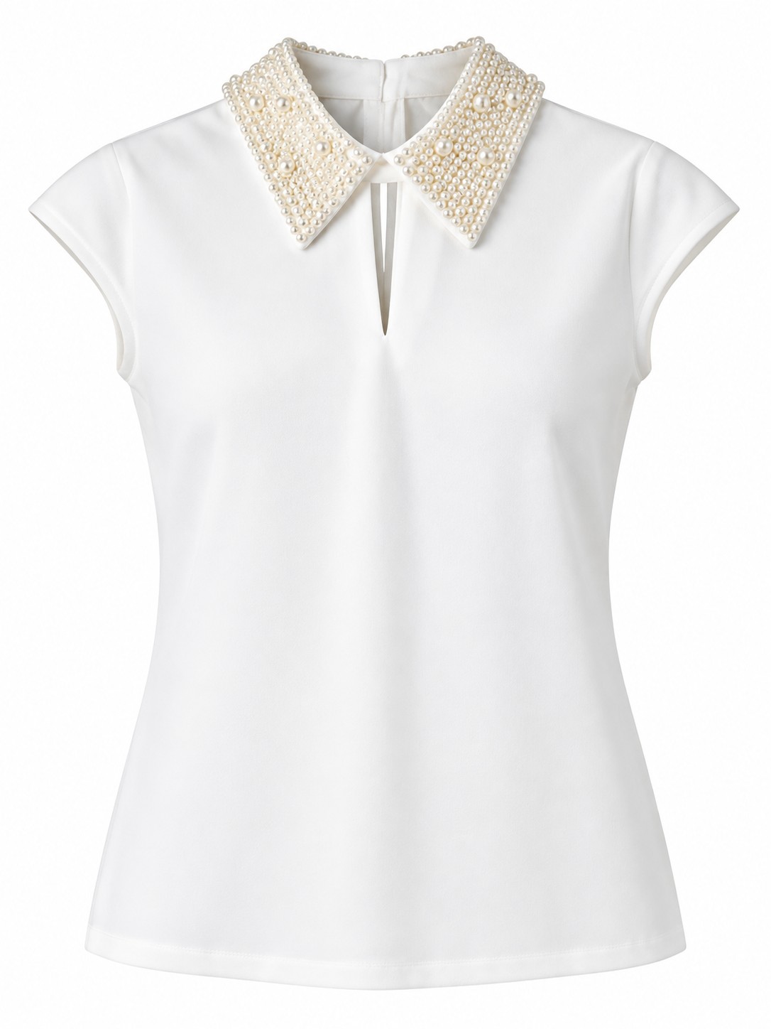 Blusa blanca con cuello de perlas — Marfil