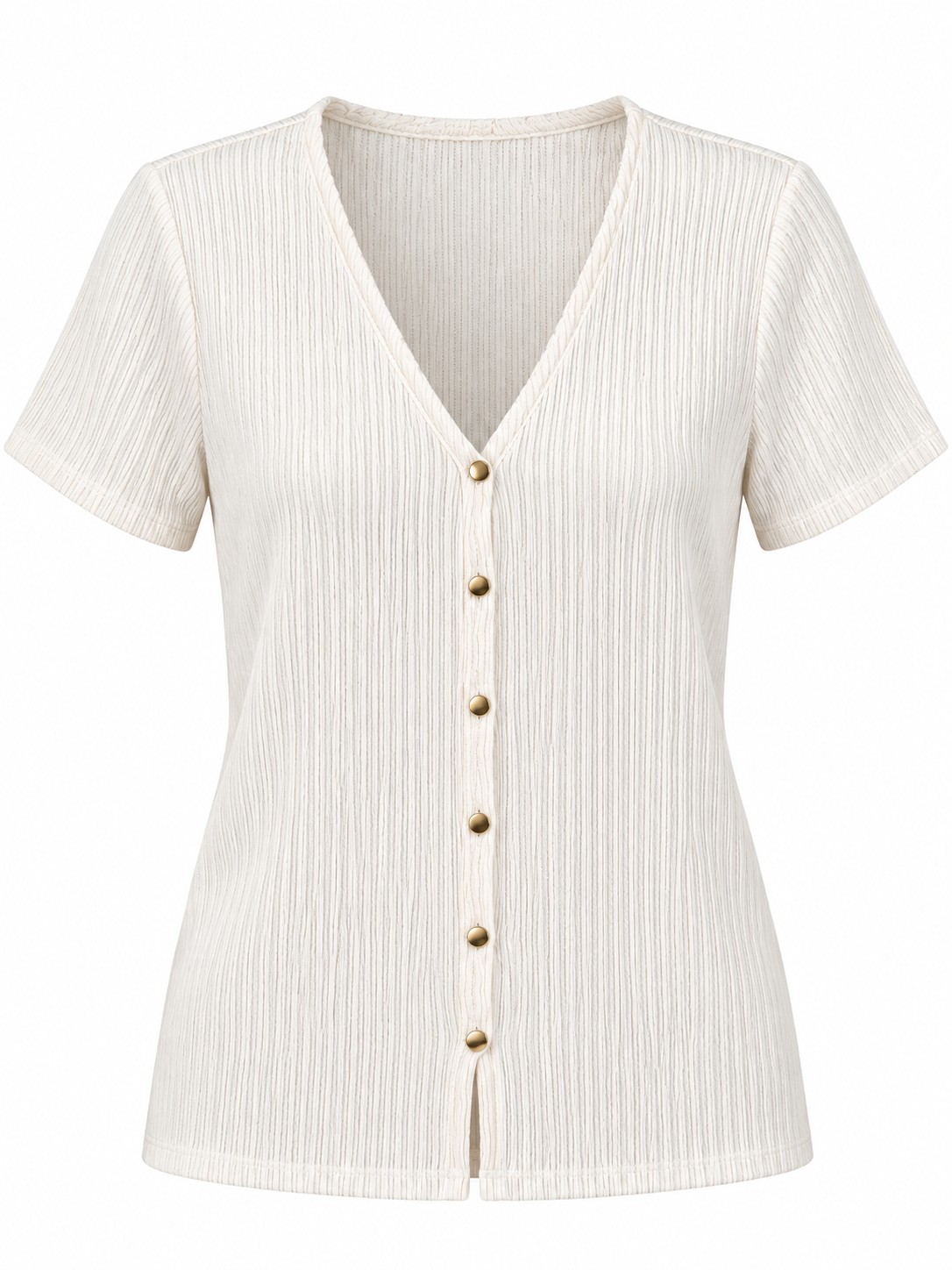 Blusa marfil de punto con botones — Marfil