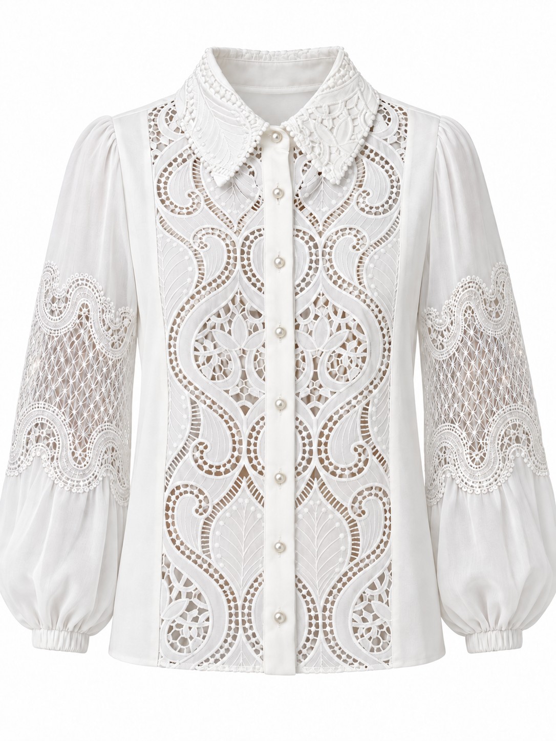 Camisa de encaje paisley — Marfil