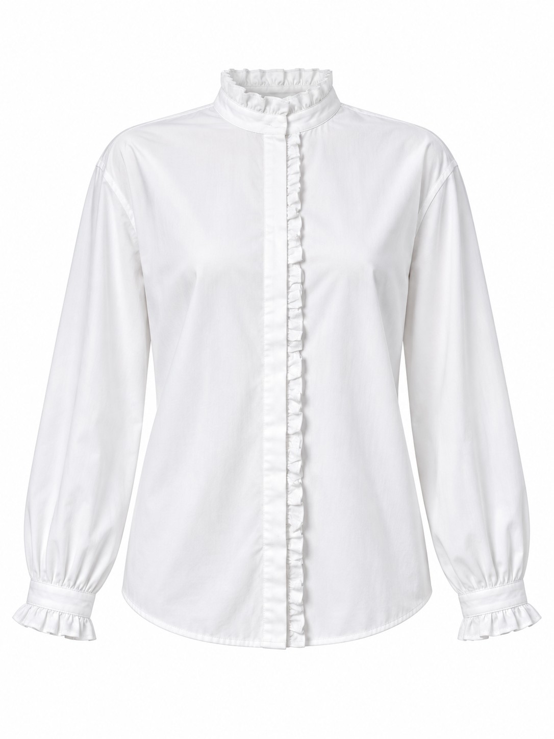 Camisa blanca con cuello de volantes — Marfil