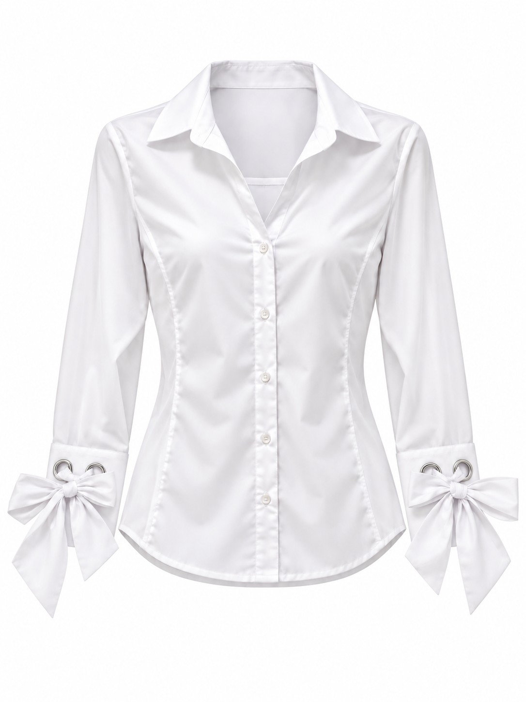 Camisa con lazos en los puños — Marfil