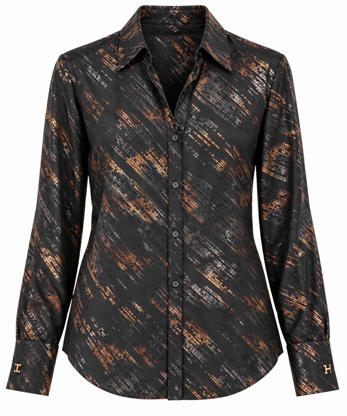 Camisa negra de estampado metálico — Negro