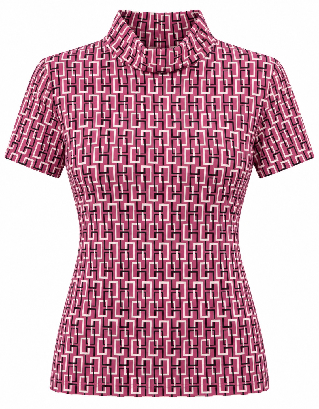 Blusa geométrica rosa de manga corta — Rosa geométrico