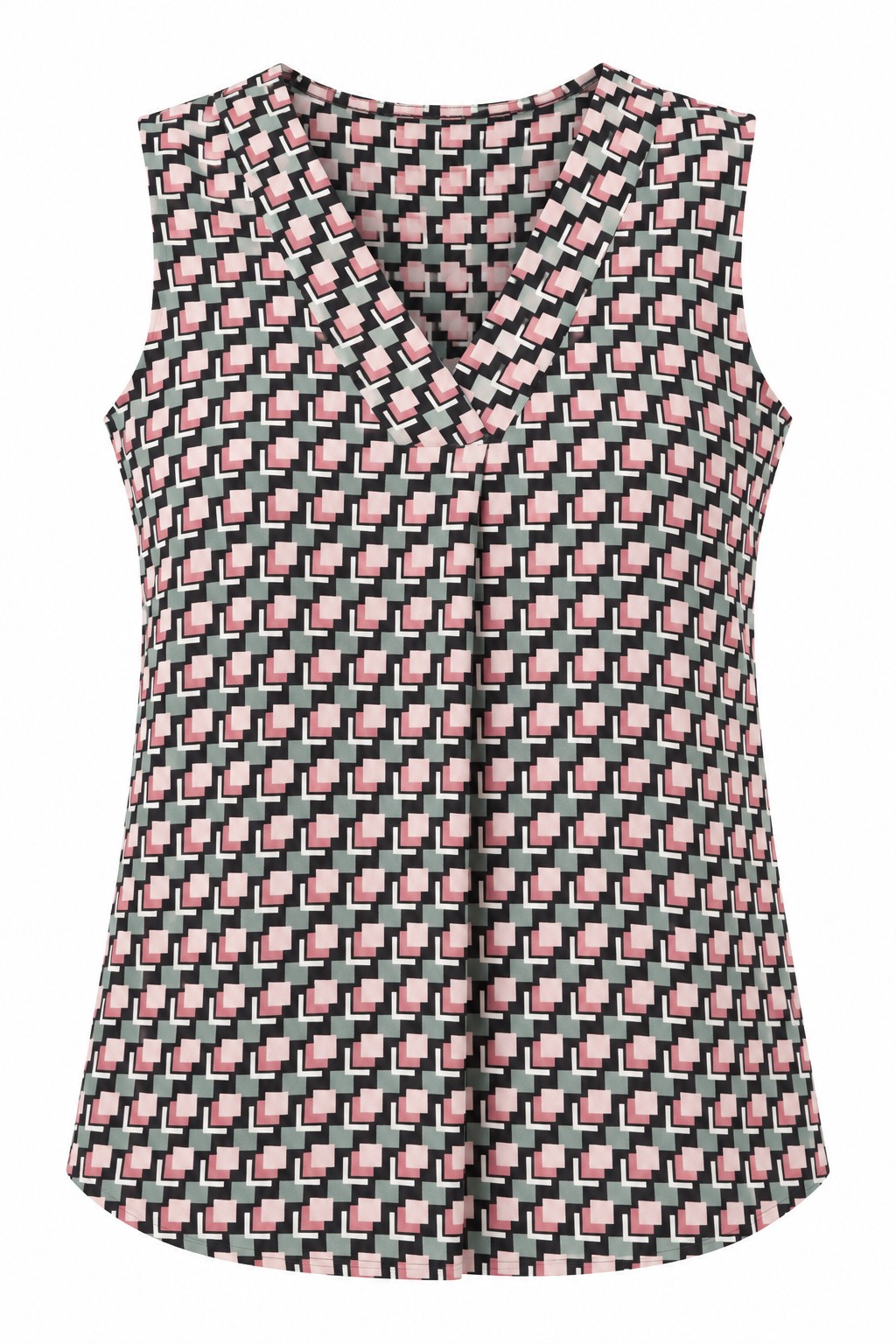 Blusa geométrica sin mangas — Negro y rosa